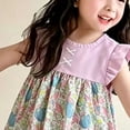 thumbnail image 5 of Ulanda Little Girls Cotton Casual Dress Cartoon Appliques Jersey Summer Dresses Short Sleeved Clothing (Light Purple, 3-4 Years), 5 of 5