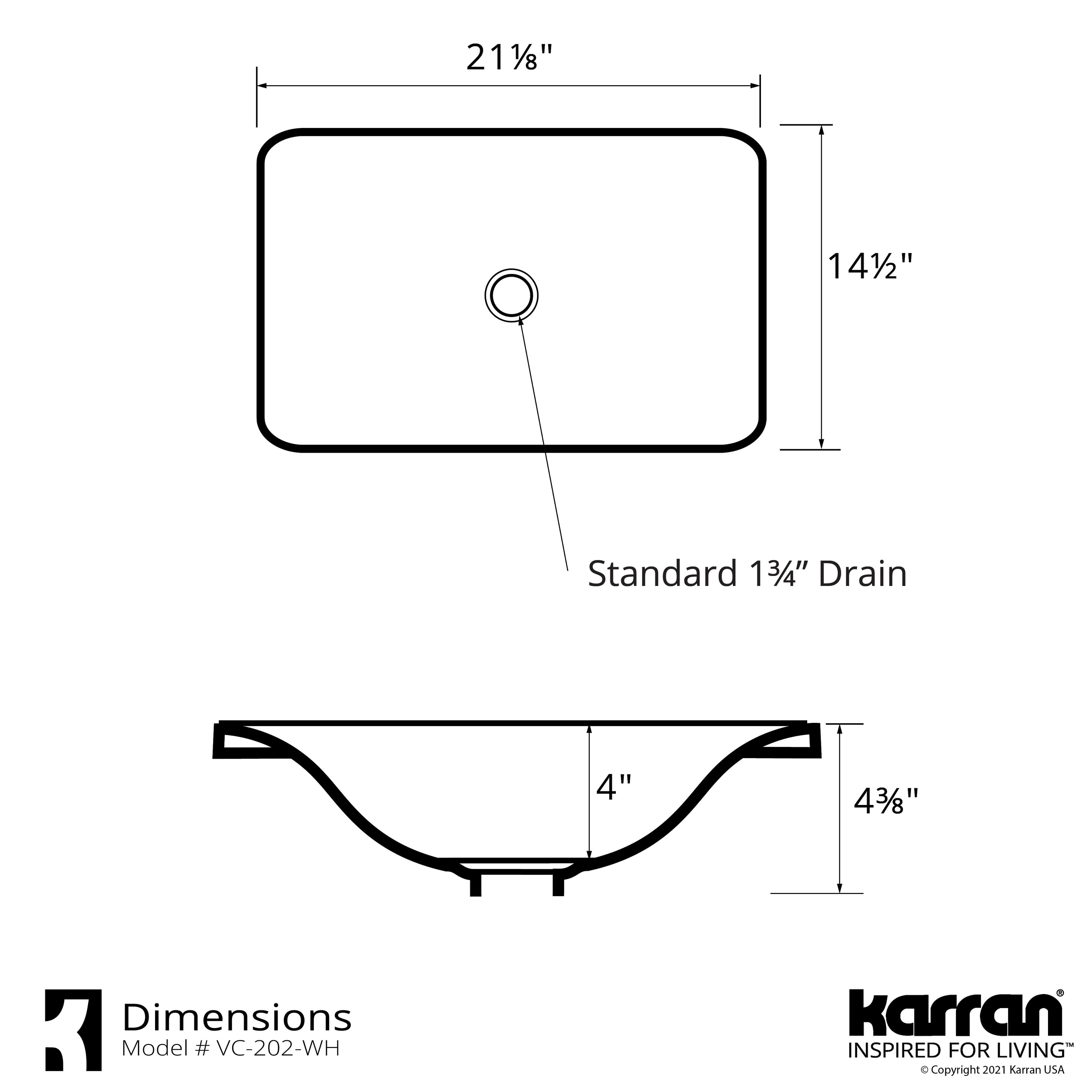 Karran Usa VC-202-WH Valera 21-1/8" Rectangular Vitreous China Drop In Bathroom Sink -