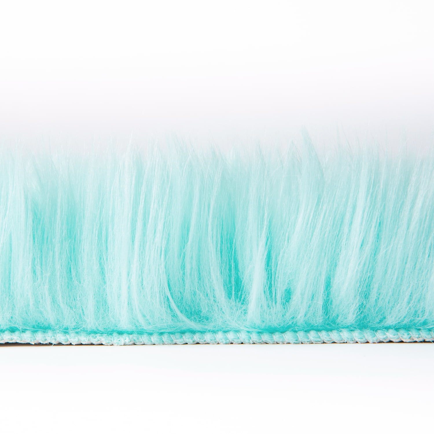Soft Fluffy Faux Sheepskin Fur Area Rug, Home Decorative Indoor Floor Mat, Round Green, 3 x 3 Feet