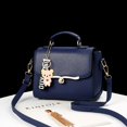 thumbnail image 2 of Women Lady Solid Color Handbag PU Shoulder Sling Square Bag (Dark Blue), 2 of 2