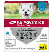 K9 Advantix II Flea and Tick Treatment for Medium Dogs, 2-Pack