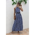 thumbnail image 6 of Mengpipi Summer Halter Dresses for Women High Waist Sleeveless Maxi Dress Sundress with Belt, Royal blue-S(US 4), 6 of 6
