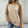 thumbnail image 5 of VBVC Women's Striped Raglan Sleeve Long Sleeve Top , Ladies' Color Block Crew Neck Shirt , Casual Baseball Tee Pullover For Women, S-2XL, 5 of 5