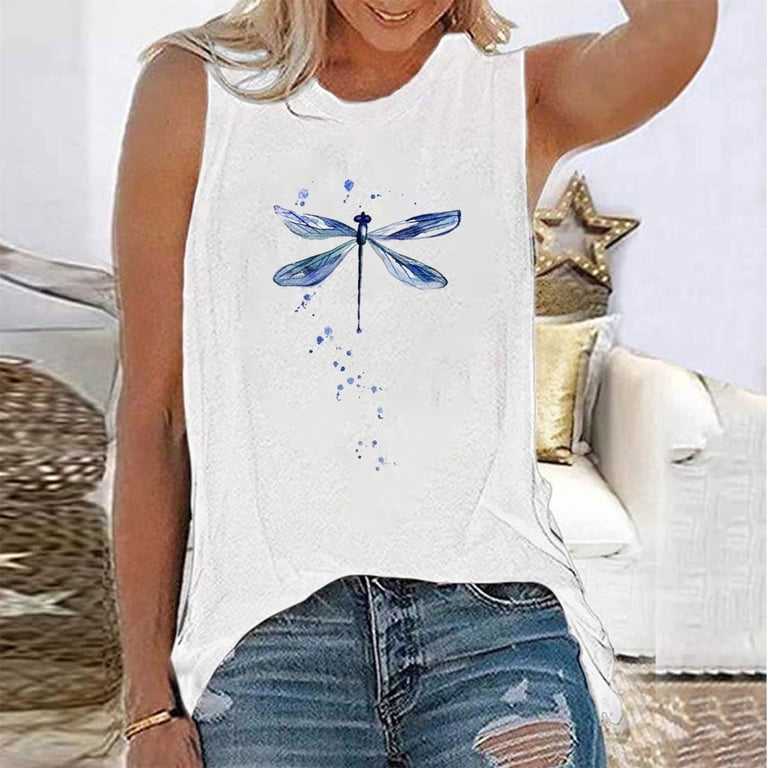 Beach Graphic Tank Top For Women - Hawaiian Coconut Tree Sunset Print, Sleeveless, Loose Fit, Summer Vacation Tee