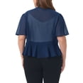 thumbnail image 4 of DARING DIVA Women's Plus Cropped Short Sleeve Open Front Sheer Shrug 4X Navy Blue, 4 of 6