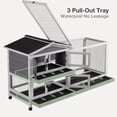 thumbnail image 4 of Aivituvin 2-Story Indoor Rabbit Hutch with Chew-Proof Outdoor Rabbit Cage with 6 Locking Casters Bunny Cage 2 Pull-Out Trays Guinea Pigs Cage 62" Gray, 4 of 8