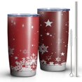 thumbnail image 2 of 20oz Tumblers Red Christmas Snowflake Pattern Stainless Steel Vacuum Insulated Double Wall Travel Tumbler Cups Mug with Lid and Straw,Cleaning Brush for Cold & Hot Drinks, 2 of 6