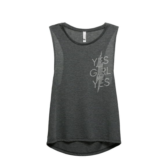 Yes Girl Yes Women's Fashion Sleeveless Muscle Tank Top Tee Charcoal Grey Small