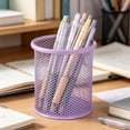 thumbnail image 6 of Wire Mesh Pen Cup Holder Round Metal Desk Organizer Pencil Caddy Office Supply, 6 of 9