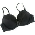 thumbnail image 4 of GEWSEY Women's Push Up Lace Bra Comfortable Padded Underwire Bra Plus Size Full Coverage Daily Bras Support Bralette (Black, 36C), 4 of 4