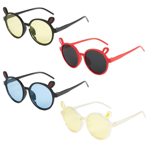 GJX 4Pcs Toddler Sunglasses,Curved Temple Arms Kids Sunglasses,High-Definition Lenses Kid Sunglasses,UV400 Protection,Style1