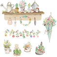 thumbnail image 1 of Conjunto de pegatinas de pared ZHCH pájaros flores en macetas Decoración de pared para sala de estar dormitorio oficina, 1 of 5