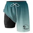 thumbnail image 4 of XFeng Men's 2 in 1 Swim Trunks, Print Board Shorts with Compression Liner, Quick Dry Beach Swim Shorts with Pockets, 4 of 4