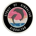 thumbnail image 1 of Strait of Gibraltar Dolphin Sunset 3.5 Inch Iron Or Sew On Embroidered Fabric Badge Patch Ocean Beach, Salt Life Iconic Series, 1 of 2
