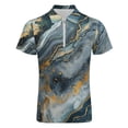 thumbnail image 4 of Marble Texture Men Zipper T-shirt Summer Casual Short Sleeve T-shirt Top, 4 of 7