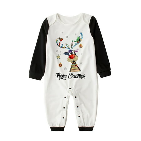 

REORIAFEE Family Matching Christmas Pajamas Set Xmas Long Sleeve Sleepwear Nightwear For Couples Kids Toddler 6 Months