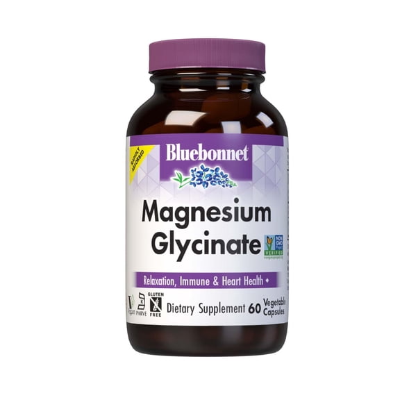 Bluebonnet Magnesium Glycinate, Energy Production*, Enzyme Function*, Non-GMO, 60 Capsules