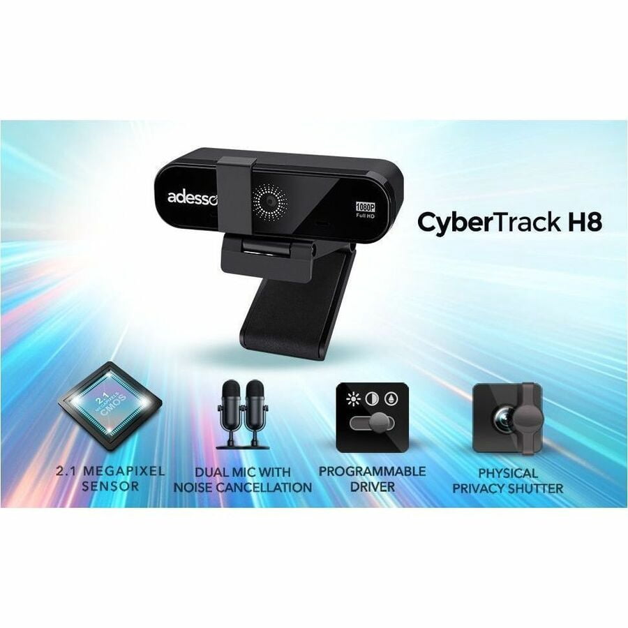 Adesso CyberTrack CyberTrack H8 Webcam, 2.1 Megapixel, 30 fps, USB 2.0