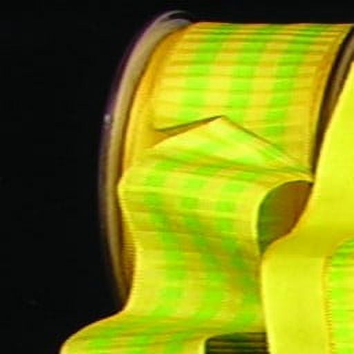 The Ribbon People Yellow and Green Block Motif Wired Craft Ribbon 0.75" x 54 Yards