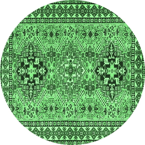Ahgly Company Indoor Round Persian Emerald Green Traditional Area Rugs, 5' Round
