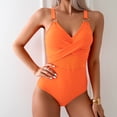 thumbnail image 5 of Women Mesh One Piece Swimsuit Tummy Control Sexy Bathing Suits V Neck Push Up Swimsuits Slimming Swimwear Saffron M, 5 of 6