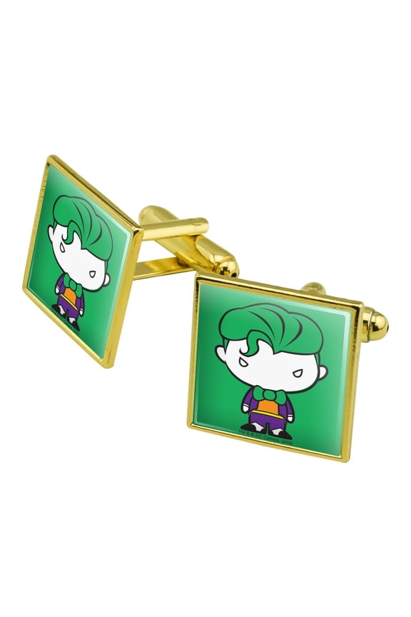 Batman Joker Cute Chibi Character Square Cufflink Set - Silver or Gold