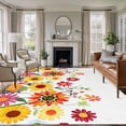 thumbnail image 2 of Spring Cartoon Large Area Rugs 6x9 ft Multicolor Sunflower Cute Floral Leaves Washable Rug Non Slip Indoor Carpet Absorbent Floor Mat for Living Room Bedroom Dining Room, 2 of 9