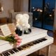 thumbnail image 5 of Oso de peluche artificial con rosas y luces | Ramo de flores con forma de oso de peluche | Regalo romántico decorativo para estante o mesa | Regalo de San Valentín, 5 of 6