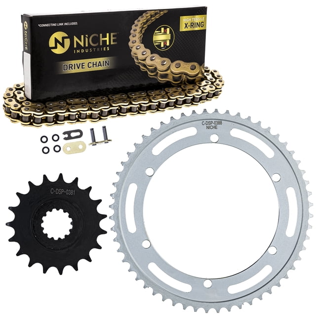Niche Sprocket Chain Set for Yamaha SR400 19/56 Tooth 428 X-Ring Front Rear Kit MK1013275