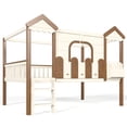 thumbnail image 6 of Bellemave Full Over Full House Bunk Bed with Storage, Wood Detachable Design Floor Bunk Bed Frame with Bookshelf, Drawer, Roof and Windows for Teens Kids Boys Girls, Playhouse Design（Beige), 6 of 10