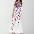 thumbnail image 4 of Women's Patriotic Star Print V-Neck Short Sleeve Maxi Dress, Flowing A-Line Summer Casual Dress for 4th of July & Beach Vacations,White 2XL, 4 of 5