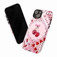 thumbnail image 3 of Pink Cherry & Bow Heart Pattern Phone Case, Romantic Aesthetic Art Cover, Protective Case for iPhone 17 16 15 14 13 12 11 Plus Pro Max Mini, 3 of 6
