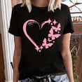 thumbnail image 2 of Fshinging Women Heart Butterfly Print Short Sleeve Tops Summer Fashion Casual T-Shirts Black L, 2 of 5