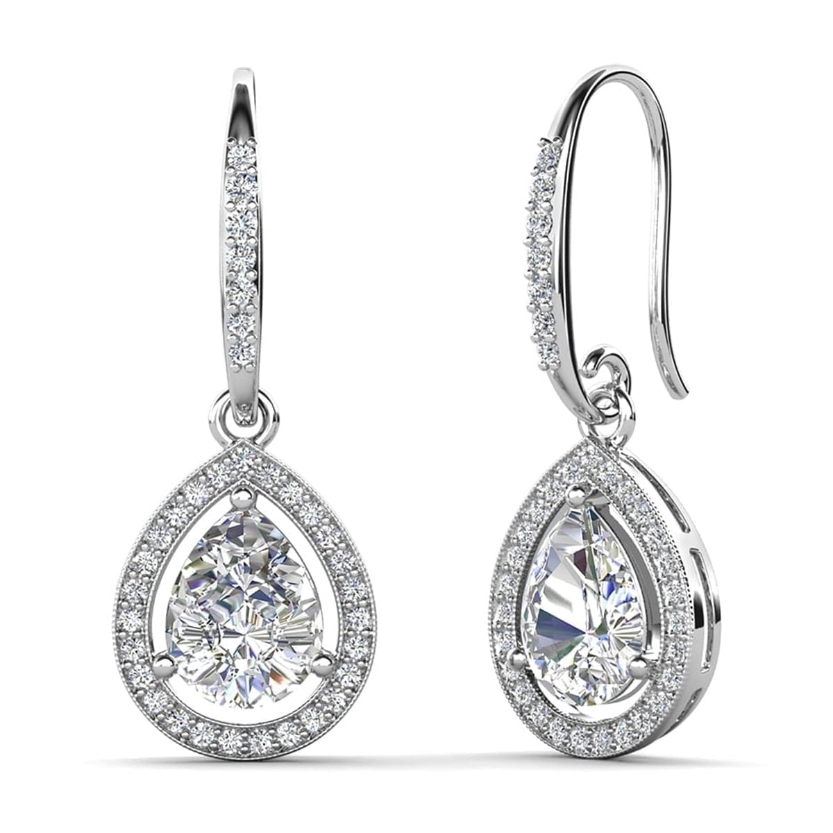 Cate & Chloe Isabel 18k White Gold Plated Drop Jewelry Set with Simulated Diamonds Gift for Women