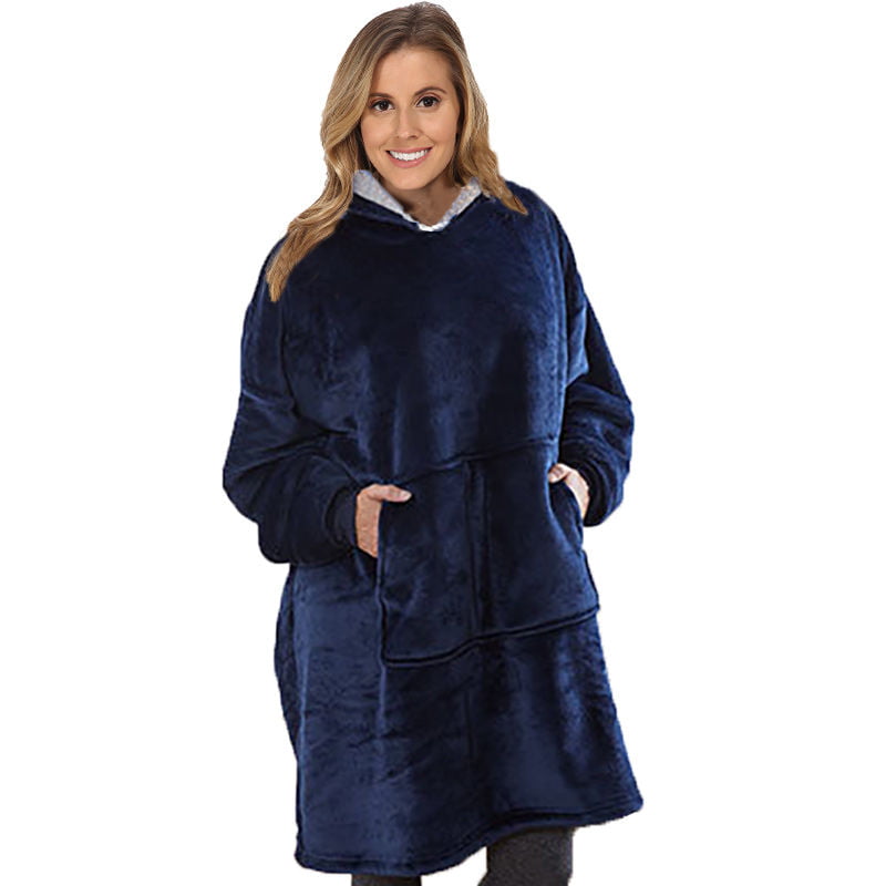 Details about   Oversized Wearable Blanket Hoodie Sweatshirt Comfy Revisible Fleece Pullover US 