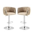 thumbnail image 2 of IVV 360° Swivel Barstools Set of 2, Adjustable Counter Height Bar Stools with Woven Backs and Stable Silver Base, Fabric Kitchen Stools for Island, Yellow, 2 of 8