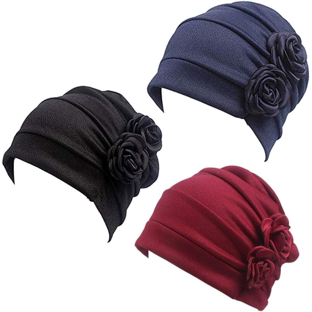 Turbante para quimioterapia, gorro con flores, bufanda, gorro para la cabeza, sombrero para la caída del cabello para pacientes con cáncer