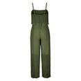 thumbnail image 5 of QUYUON Jumpsuits for Women Summer Casual Loose Sleeveless Spaghetti Strap Wide Leg Pants Jumpsuit Rompers Pleated Cropped Pants One-Piece Lounge Jumpsuits Style J-25, Green XL, 5 of 7