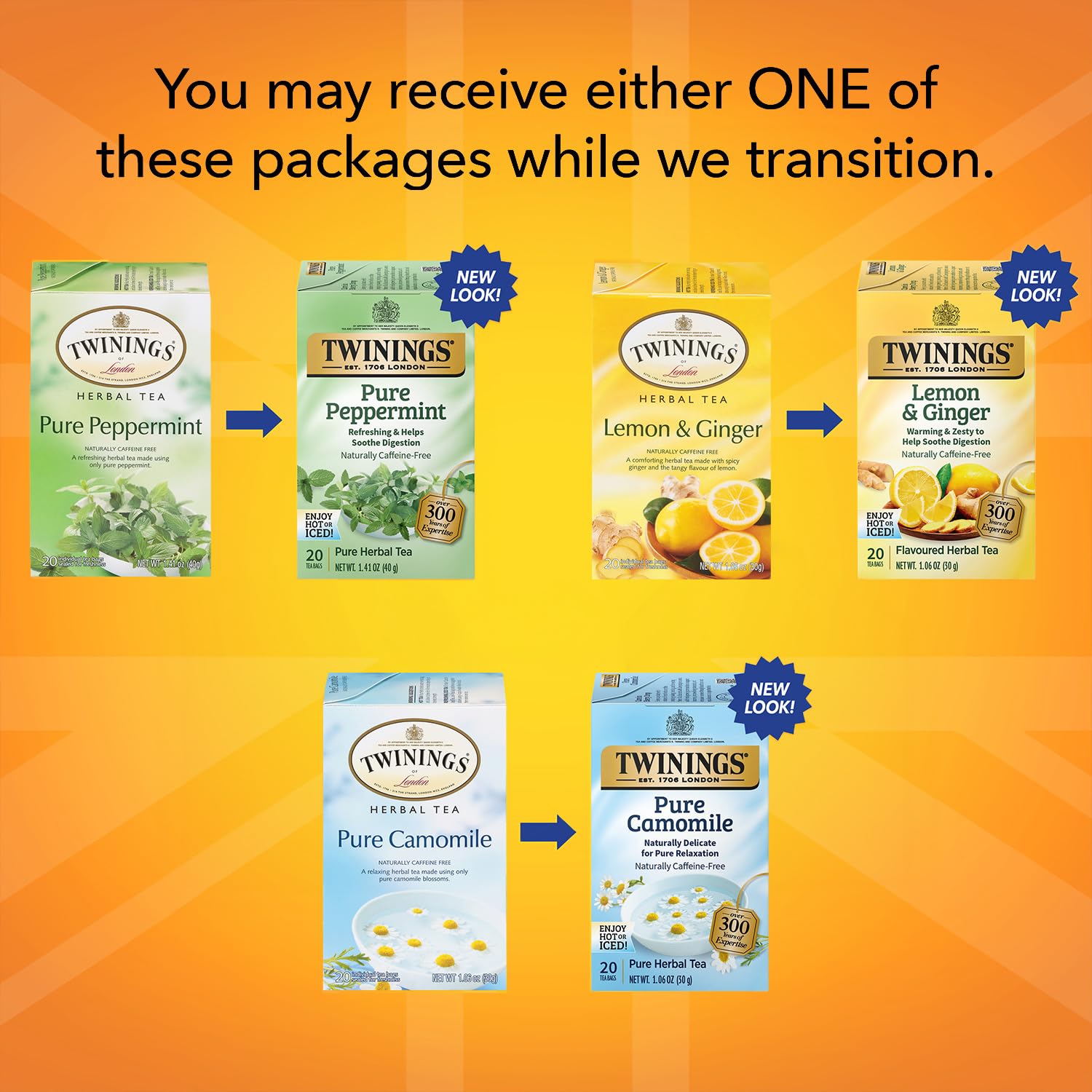 Twinings Herbal Tea Variety Pack - Peppermint, Chamomile, Lemon Ginger (20 Bags Each) 4 thumbnail image