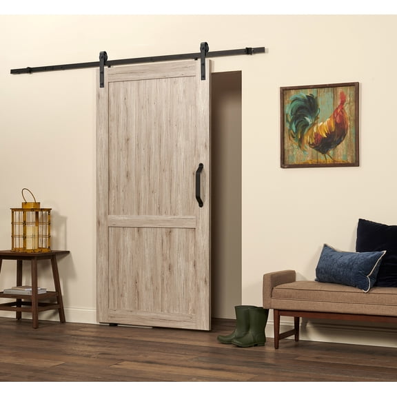 Spectrum Millbrooke PVC Barn Door H-Style Size 42"wide x 84"high - Kit *Requires Assembly* Driftwood Color