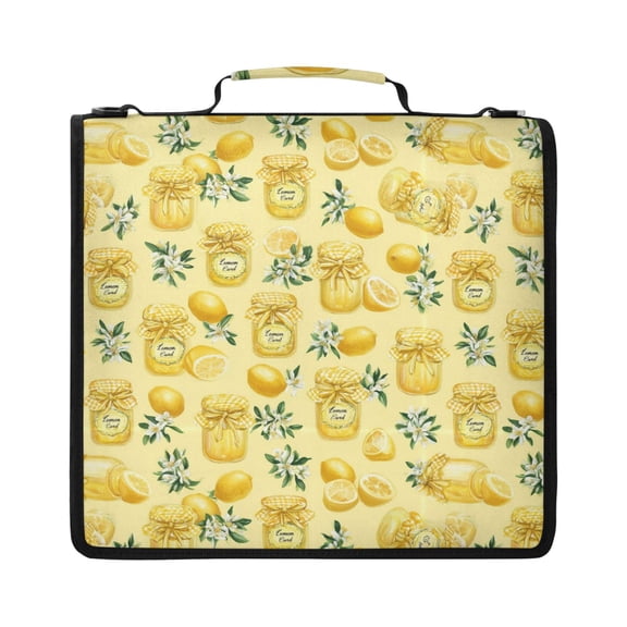 Zipper Binder with Shoulder Strap 2 inch 3 Ring Waterproof File Folder Organizer Bag 500 Sheet Yellow Jar Pattern