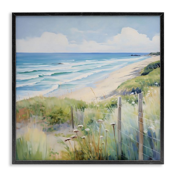 Stupell Industries Coastal Along The Coast Scenic View Black Framed Giclee Art, 12 x 12, by Creative Studio