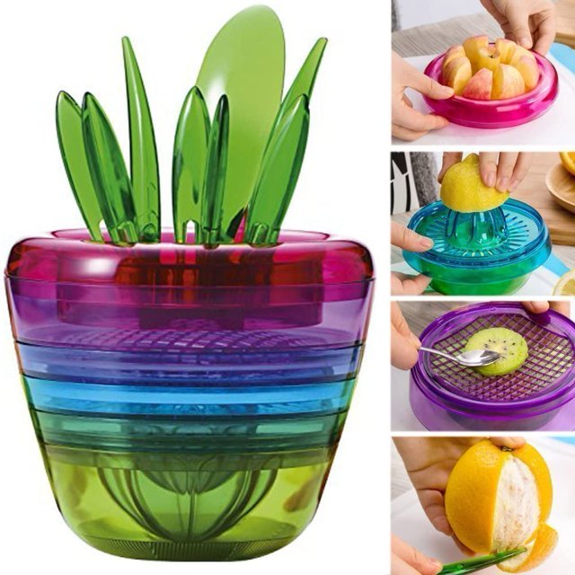 Herramienta de frutas para cortador de manzanas, ensalada de frutas, pelador de kiwi, exprimidor de cítricos, tomate, limón, 10 en 1, diseño de maceta, herramientas de cocina, utensilios de cocina