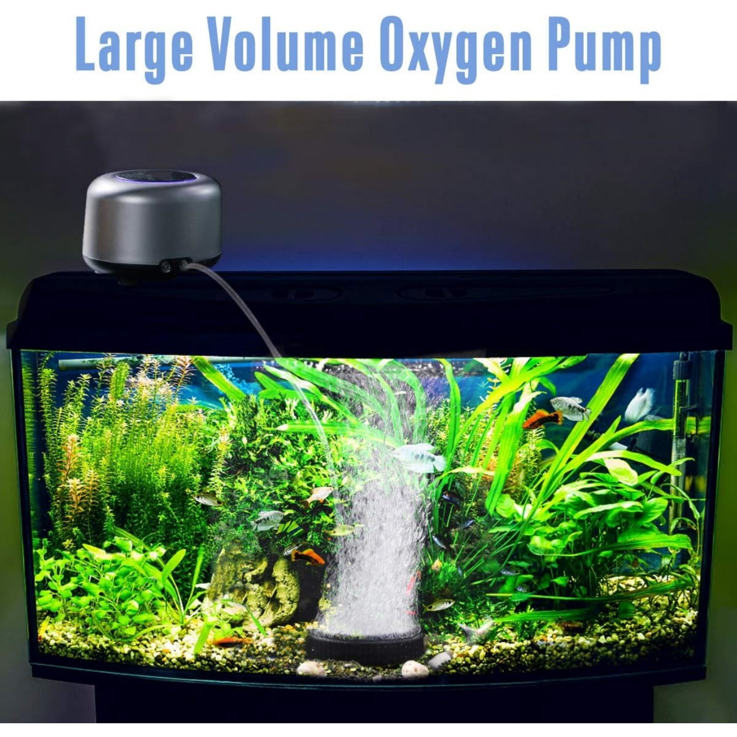Aquarium Air Pump,5W 10W Powerful 2 Outlets,Fashion Ultra-Quiet Energy-Saving Oxygen Pump Adjustable 4 Airflow Rate Grades,Freshwater and Marine Fish Tank 5W (up to 300 Gallon)