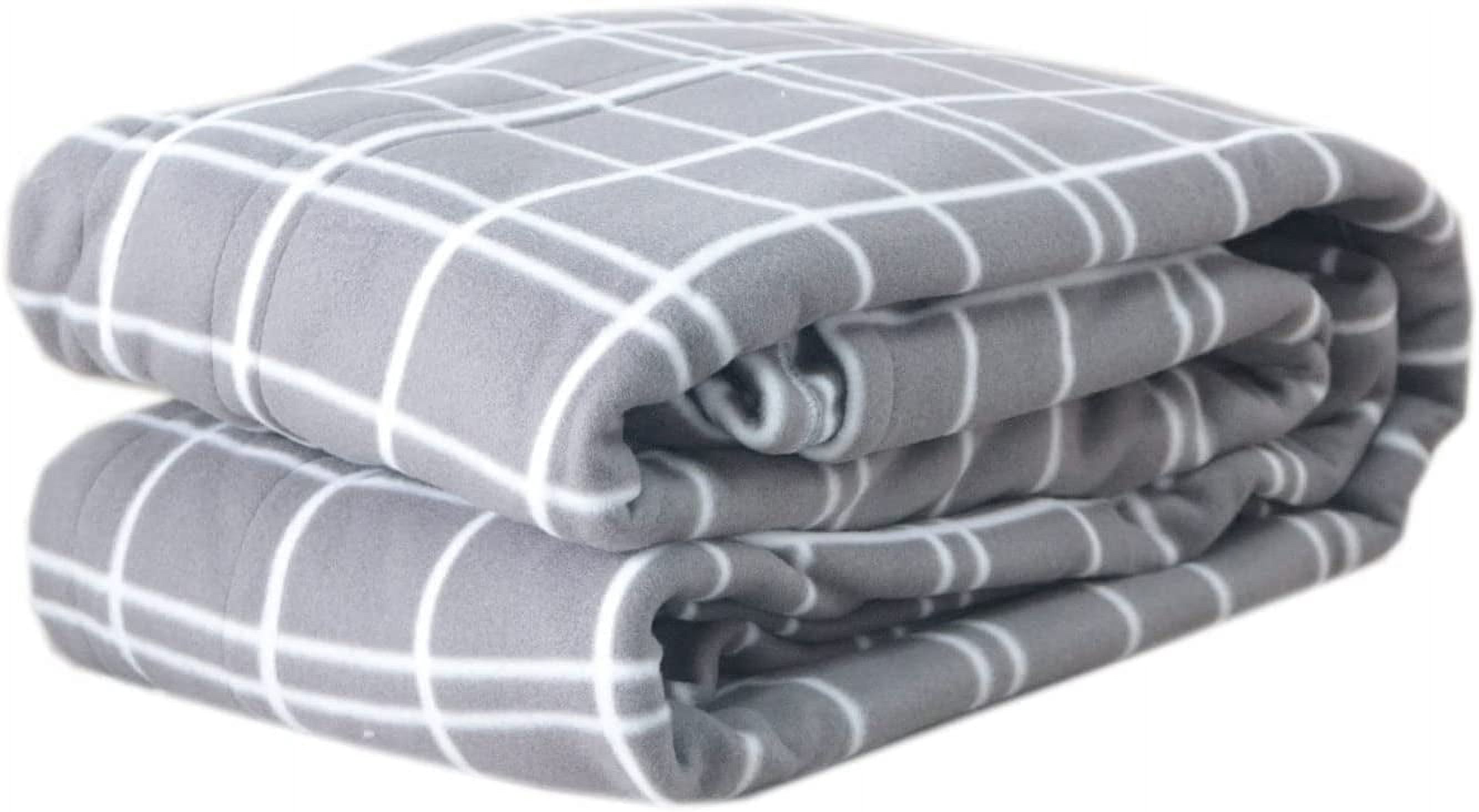 Pure Warmth Printed Fleece Electric Heated Warming Full Blanket Light Grey White