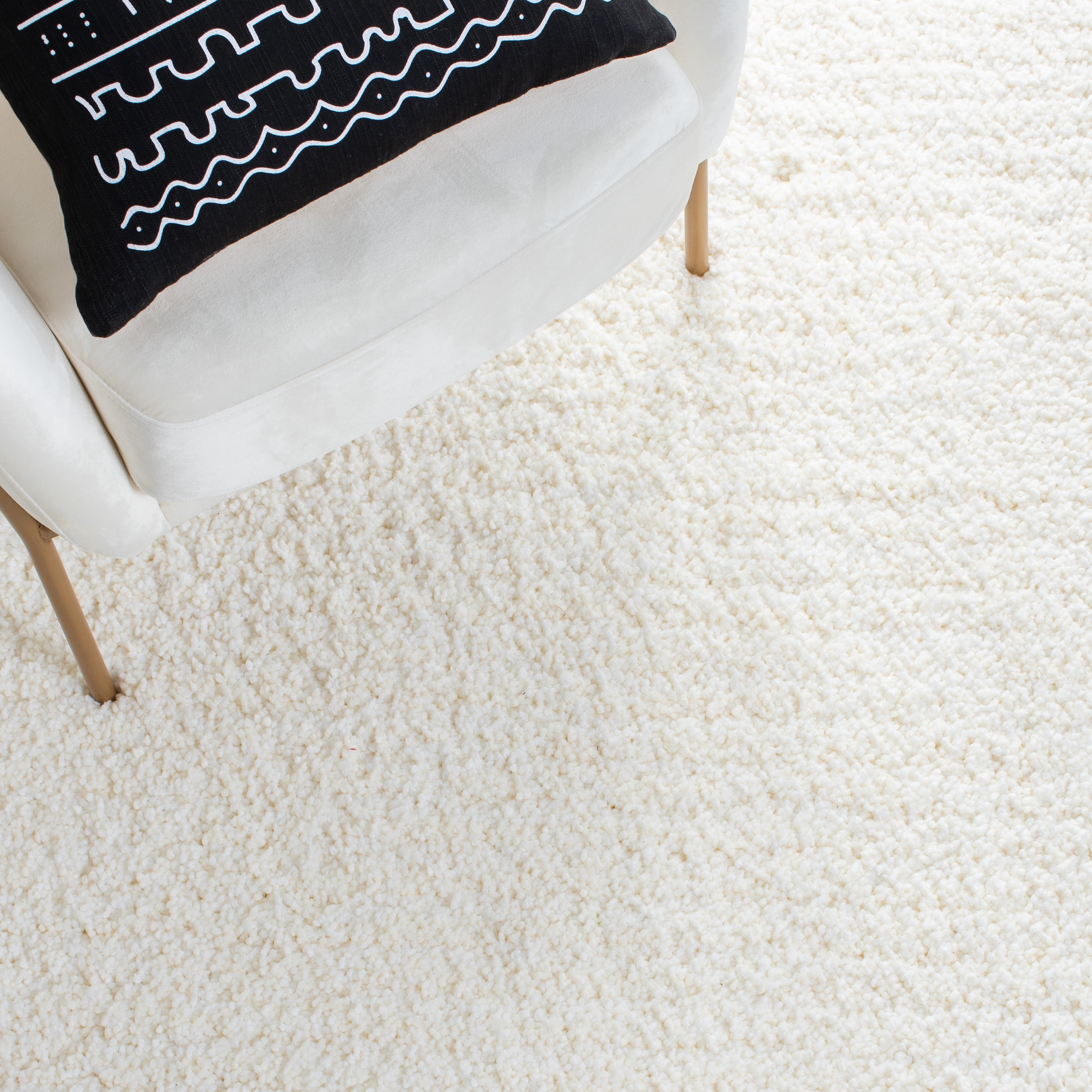 Safavieh Ultimate Atanas Solid Polyester Shag Area Rug, Ivory, 6' x 9'
