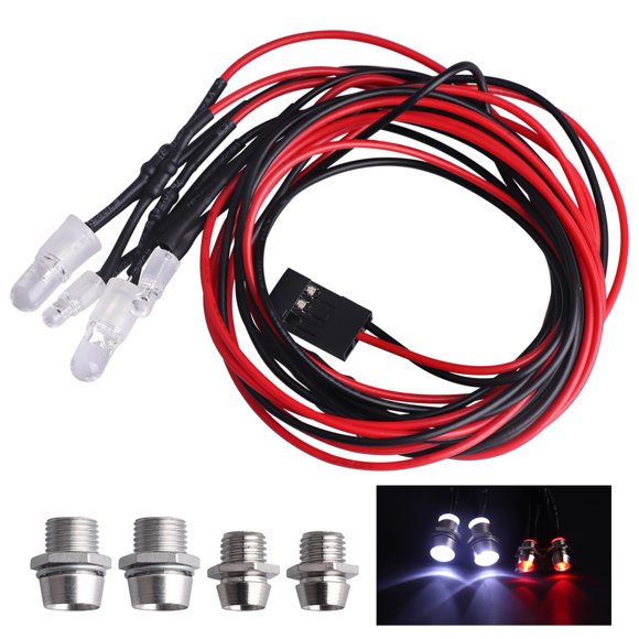 HobbyPark 4 LEDs RC Car Light Headlights Taillight Kit for Traxxas Slash 4X4, Rustler VXL, Arrma, HSP, Tamiya, Redcat, Axial SCX10 - Pack of 1 Set (
