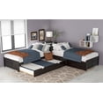 thumbnail image 4 of New L-shaped Platform Bed with Trundle and Drawers Linked with built-in Desk,Twin,Espresso, 4 of 5