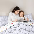 thumbnail image 5 of jejeloiu Simple Cat Line Pattern Twin Comforter Sets Kids,Minimal Print Bedding Set,Reversible,2pcs, 5 of 8