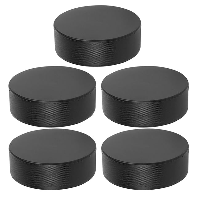 SEWCHICS 5Pcs Durable Black PU Hockey Game Pucks for Professional Training and Competition Practice